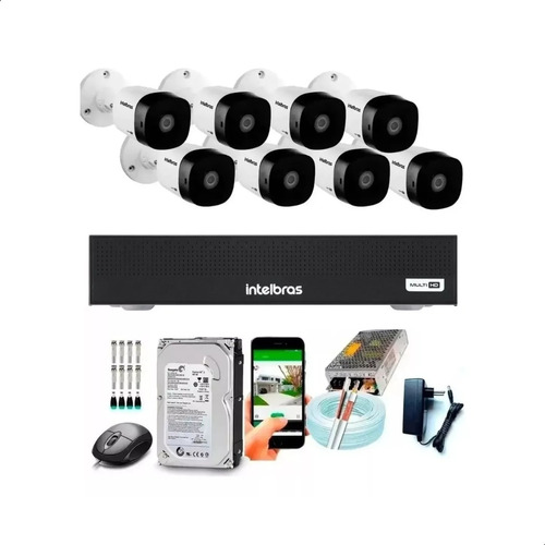 Kit 8 Câmeras Intelbras 1120b G4 Dvr Intelbras Mhdx 8 Canais