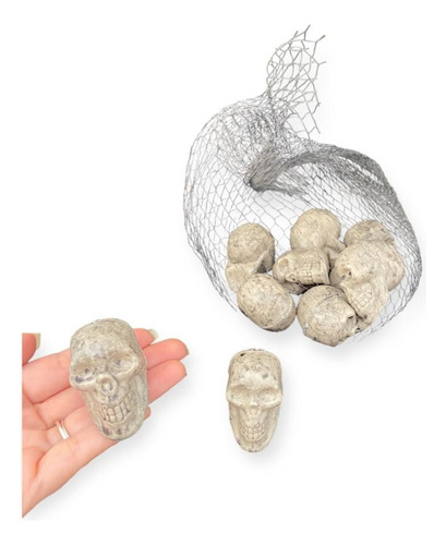10 Crânio Caveira Decoração Halloween Mini Cabeça Esqueleto Cor Branco