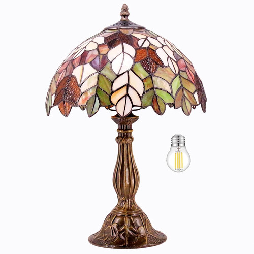 Werfactory Tiffany - Lámpara De Mesa Estilo Vitral, Hoja De