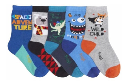 Imagen 2 de 7 de Pack X12 Floyd Medias Niños Estampado A 59 Talle 2 (25-31)