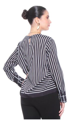Blusa Wados Manga Larga Listada Escote Redondo