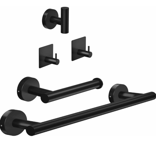 Imagen 3 de 6 de Kit Accesorios Para Baños Negro Mate Acero Inoxidable