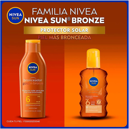 Aceite Bronceador Corporal Nivea Sun Fps6+ Spray 200ml