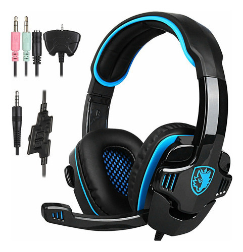 Fone Headset Gamer Sades Gpower Gt Xbox 360 Multifuncional Azul