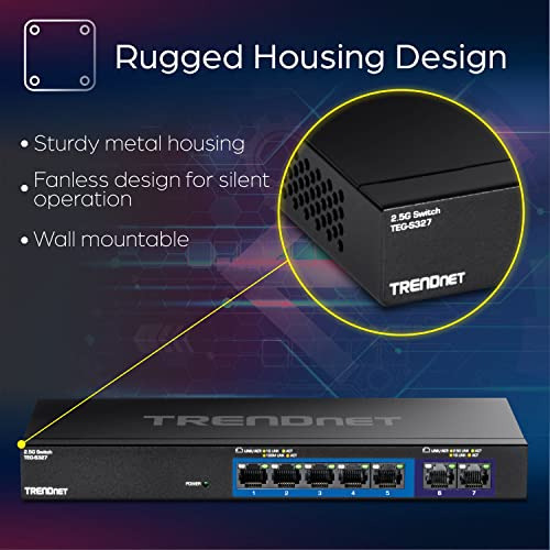 Switch Multi-gig De 7 Puertos De Trendnet, 5 X Puertos 1g