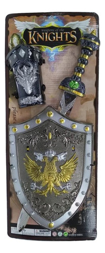 Set Espada Y Escudo Medieval De Guerra Juguete De Rol Niños