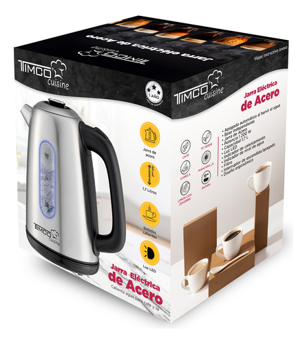 Tetera Electrica De Acero Inoxidable Capacidad De 1.7 Litros