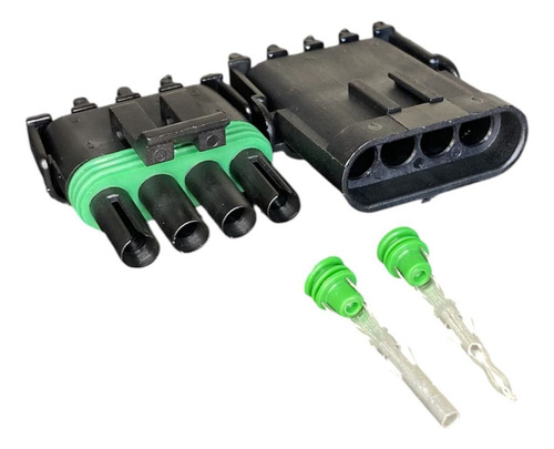 10x Conectores Delphi Selado 4 Vias Série 2.5 Automotivo Preto