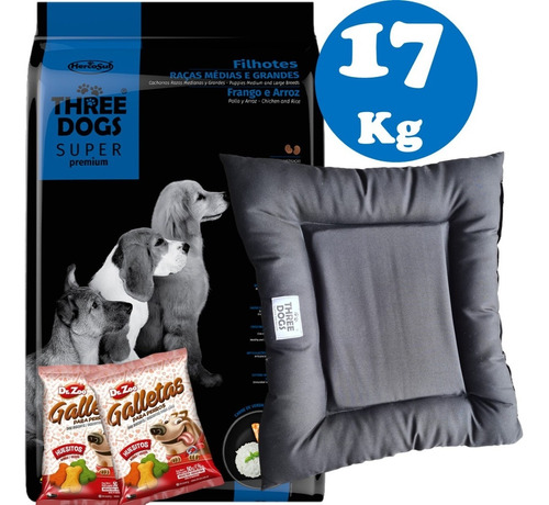 Three Dogs Cachorro Super Premium 15+2 Kg+colchoneta+regalo