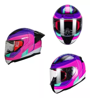 Casco Moto Ls2 Rapid 2 Graphic Rosa Morado Mujer Aleron