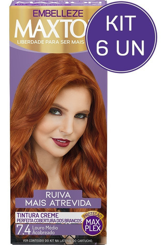 Kit Tinta De Cabelo Maxton Ruiva +atrev Louro Acobreado 7.4
