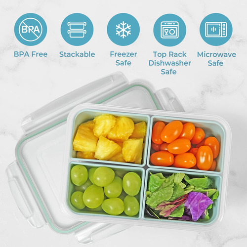 Recipiente Para Alimentos Con 4 Compartimentos Extraibles Verde