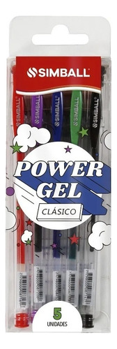 Lapicera Roller Power Gel Clásico X 5 Colores Simball 19905 Color de la tinta Color