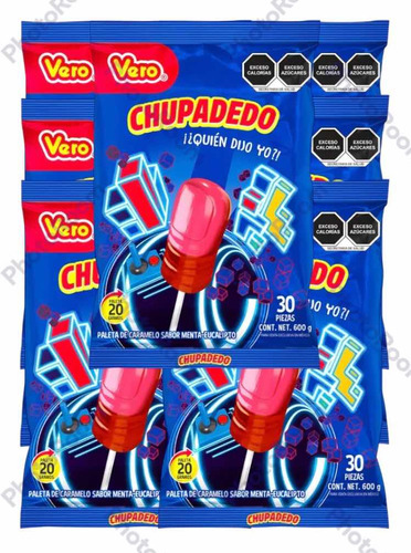 Chupadedo Paleta Caramelo Menta Eucalipto 210 Pz Vero