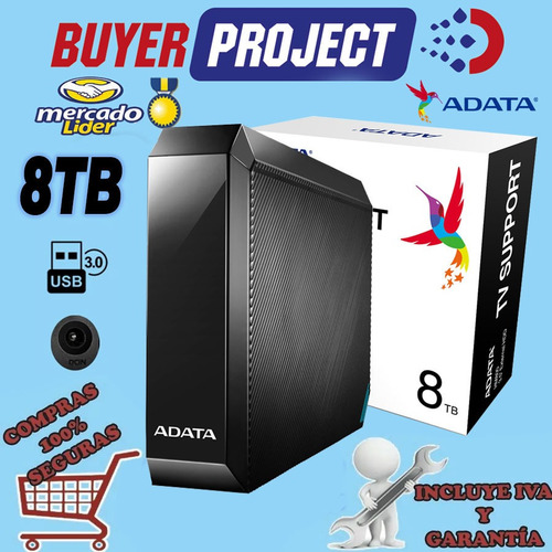 Imagen 2 de 4 de Disco Duro Externo Adata Hm800 8tb 3.5'' Usb 3.2 Tv Support