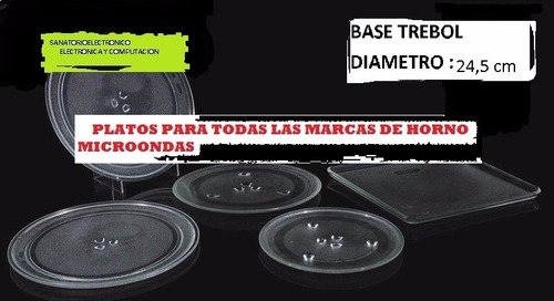 Plato Vidrio Microondas Base Trebol 24,5 Cm De Diametro