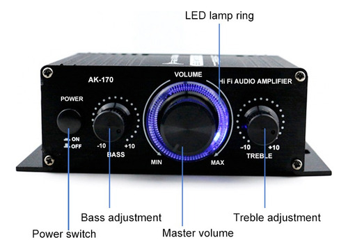 Mini Amplificador Estéreo Digital Ak170, 12 V, 400 W, Color