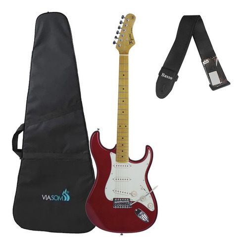 Kit Guitarra Tagima 22 Trastes Tg530 Red Capa + Correia Bass