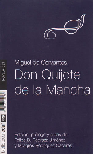 Don quijote de La Mancha, de Miguel de Cervantes. Editorial Edaf, tapa blanda, edición 1 en español