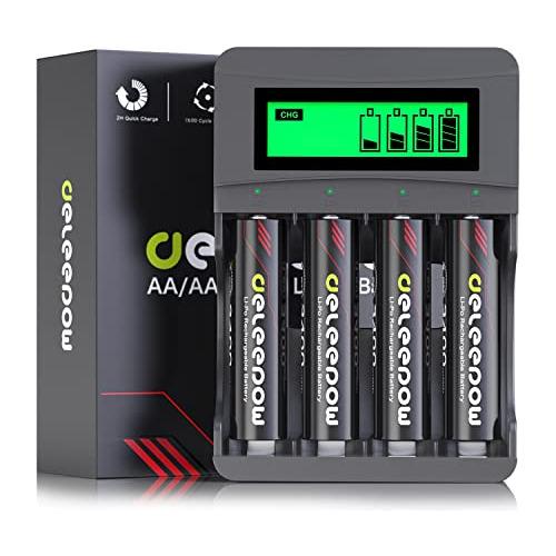Deleepow 1.5v Rechargeable Aa Batteries Lithium 3400mwh...