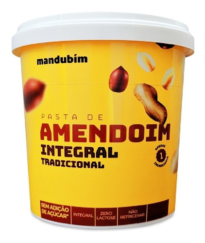 Pasta De Amendoim Integral 1 Kg - Mandubim Creme De Amendoim