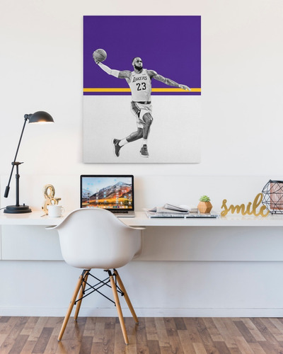 Cuadro Decorativo Lakers Lebron James En Cnavas 60x90cm