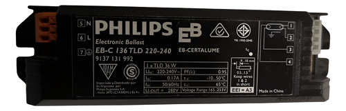 Balasto Electronico Philips Eb-c 36w - 2 Fluorescentes 36w