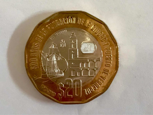 Moneda De $20 Conmemorativa De 500 Años De Veracruz
