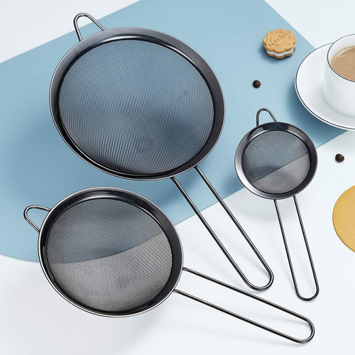 Conjunto De Peneiras Em Inox Linha Black C/ 3 Peças