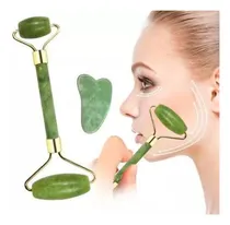 Comprar Rodillo Jade Y Piedra Gua Sha De Jade Kit Masajeador Facial