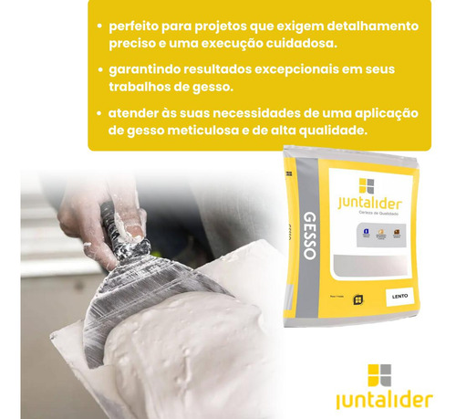 Gesso Branco Estuque 1kg Secagem Lento Artezanato Juntalider