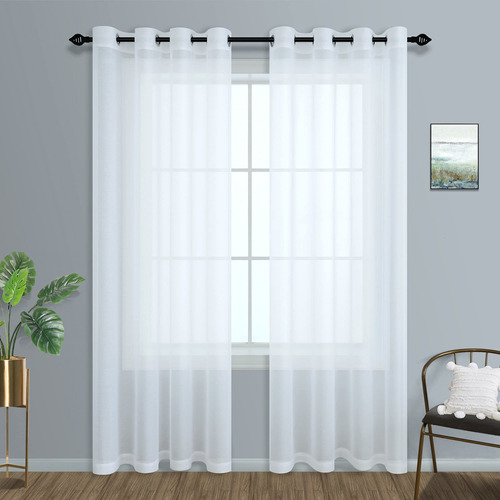 White Sheer Curtains 84 Inches Long For Living Room Set...