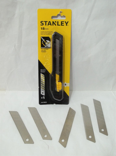 Combo Exacto Cuchilla Retráctil 18 Mm Stanley C/5 Cuchillas