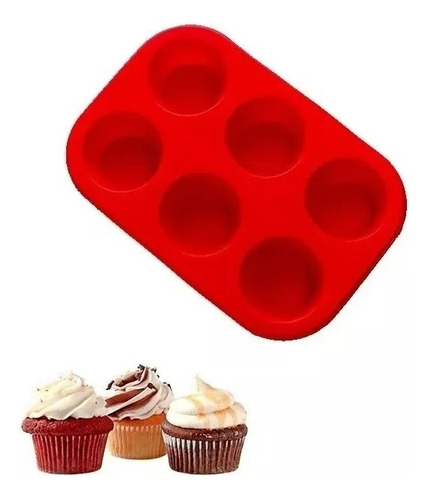 Molde De Silicona Para 6 Cupcakes Muffins Varios Colores