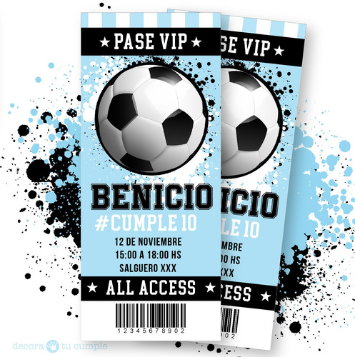 Invitacion Imprimible Digital Futbol Argentina Personalizado