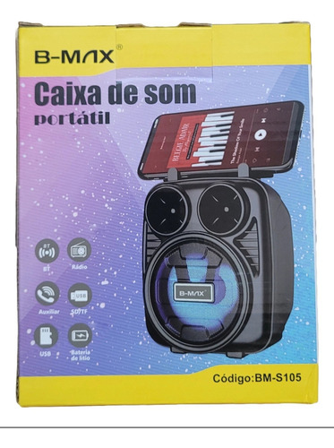 Mini Caixa De Som Bluetooth Portátil Rádio Fm Entrada Usb Cor Azul 127/220v