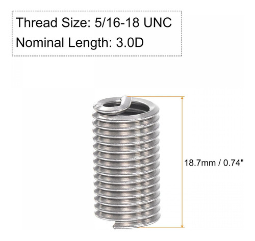 Insertos De Rosca De Alambre 5/16-18 Unc 304 Acero Inoxidabl