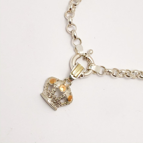 Pulsera Rolo Plata 4,5 Mm Corona Plata Y Oro I540)g