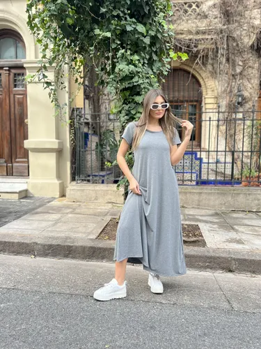 Vestido gris largo sales