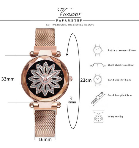 Lindo Relógio Feminino Pulseira Magnética