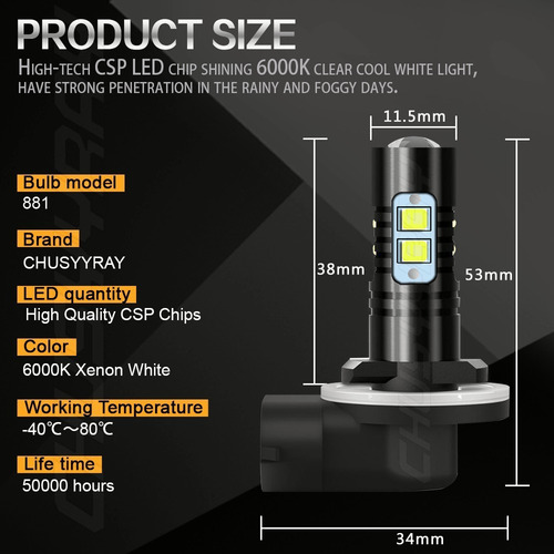 Kit De Bombillas Antiniebla Led 881 886 889 894 896 898
