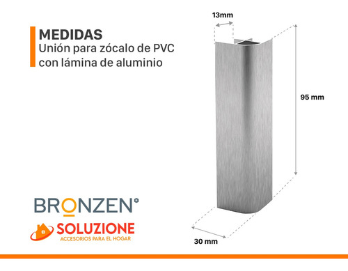Unión Zocalo 90º Pvc Aluminio Esquina Alto 100mm Plateado