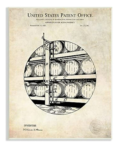 Barril De Whiskey Vintage, Diseño Detallado De Patente Por K