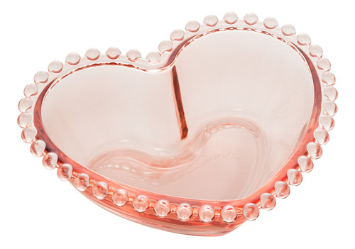 Bowl Wolff Coração Rosa Em Vidro Cristal Tamanho Grande