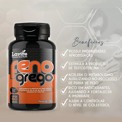 Kit 2 Feno Grego Com Saponinas + Arginina + Boro + B12 Testo