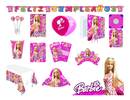 Kit Decoración Piñata Fiesta Infantil Barbie Cumpleaños