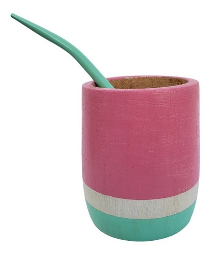 Mate De Madera Algarrobo - Pintado A Mano - Matecito Viajero