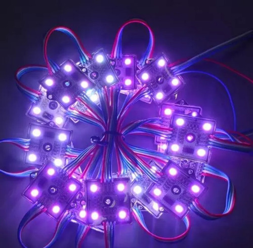 Imagen 2 de 3 de 10x Módulo Led 5050 4 Leds 12v Rgb Ip65 Chapa 1w