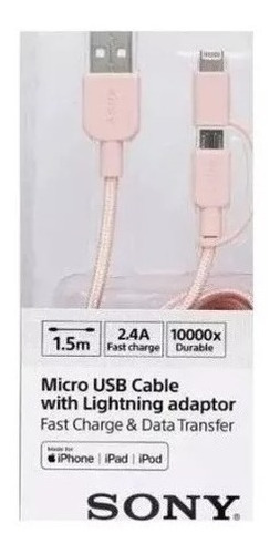 Combo Cable Sony Usb A Micro Usb Y Lightning 1.5m  Open Box