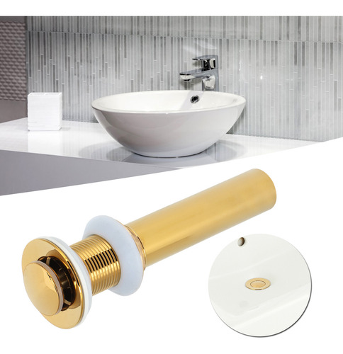 Tapón De Desagüe Dorado Para Lavabo Sin Rebosadero, Antiatas